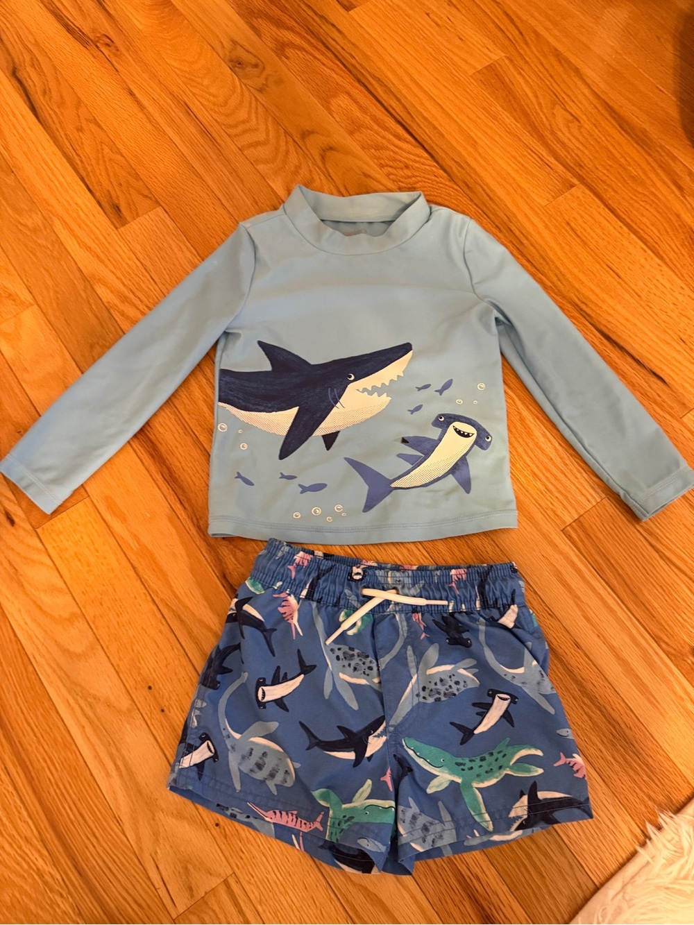Carter's Light Blue Shark Swim Rashguard Set